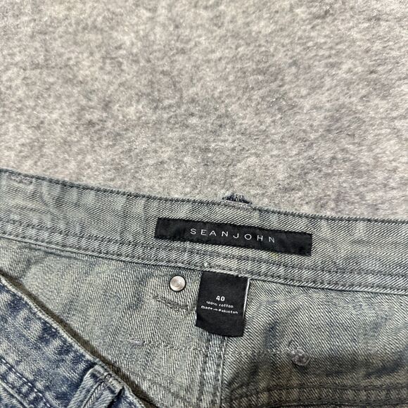 Sean John Men's Bermuda Jean Shorts‎ Sz 40 Blue Dark Denim Y2K Grunge Streetwear - Picture 8 of 8